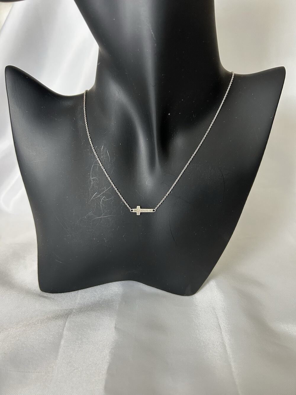 Lovely Sterling Sideways Cross By Silpada. Measures 16 3/4”